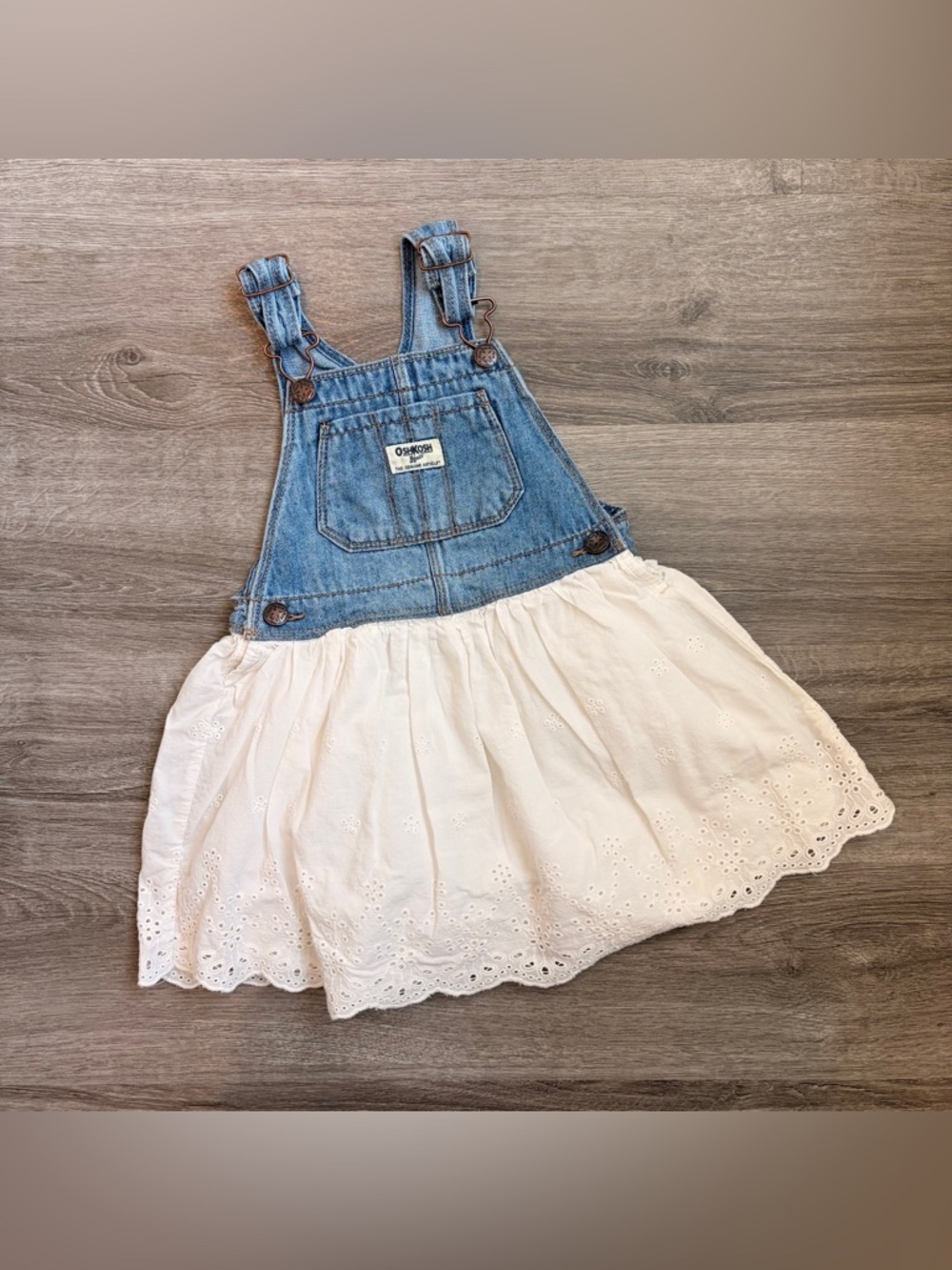 OshKosh B'gosh toddler girls denim eyelet overall dress